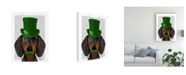 Trademark Global Fab Funky Dachshund with Green Top Hat, Black Tan Canvas Art - 19.5" x 26"